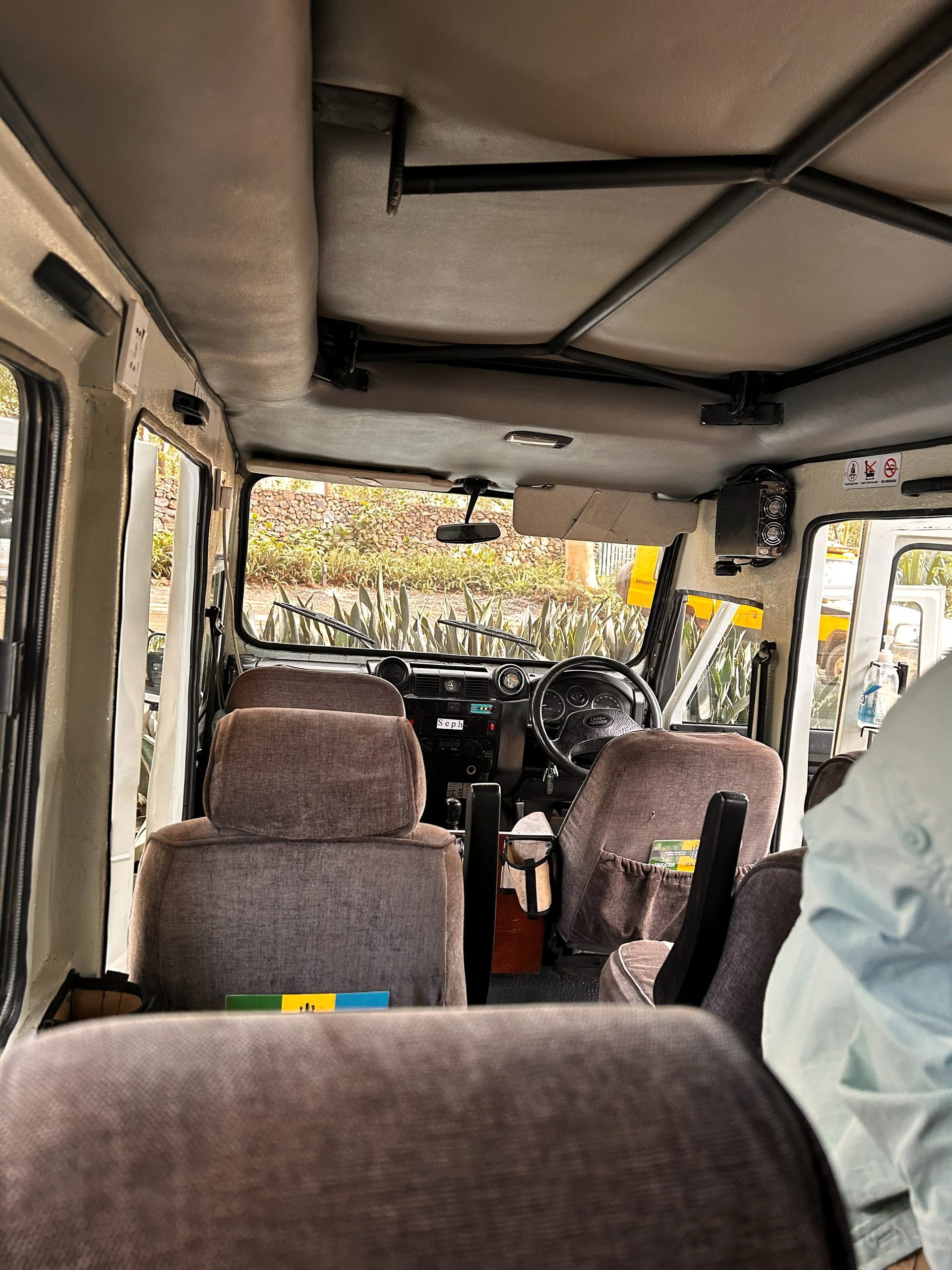 Interior of the Thomson Safaris Land Rover